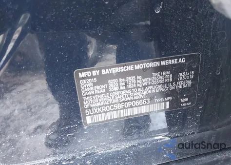 2015 BMW X5 xDrive35I from USA, damaged, VIN 5UXKR0C58F0P06663